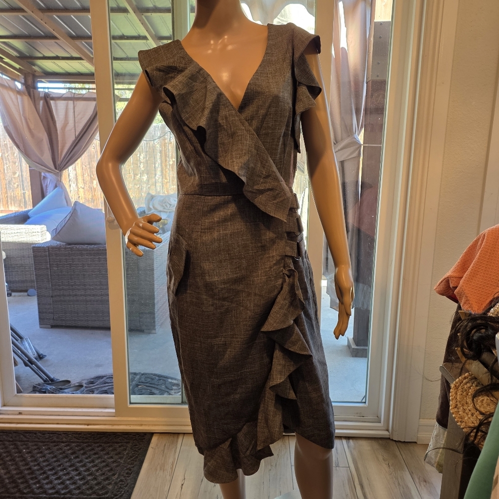 Chic Asymmetrical Ruffle Dress - Gray - Picture 9 of 9